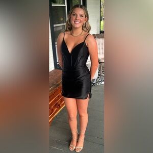 Breeze Prom Satin Black Homecoming Dress – Size Small – Style H4854 – Like New